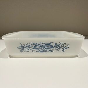 Vintage Glasbake Blue Onion Casserole Square Baking Dish